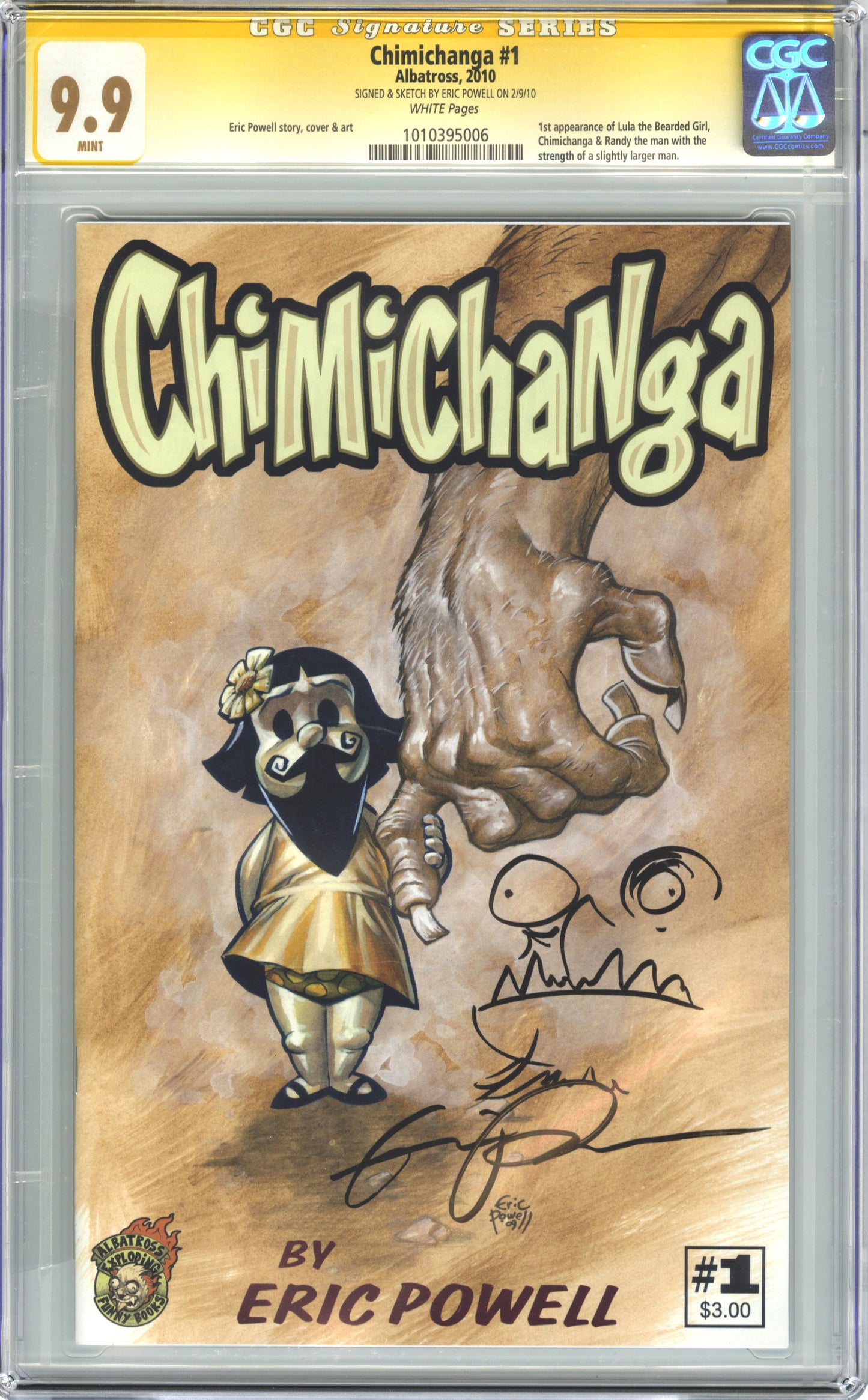CGC 9.9 Chimichanga #1, remarqued (2009, Albatross Exploding Funnybooks)