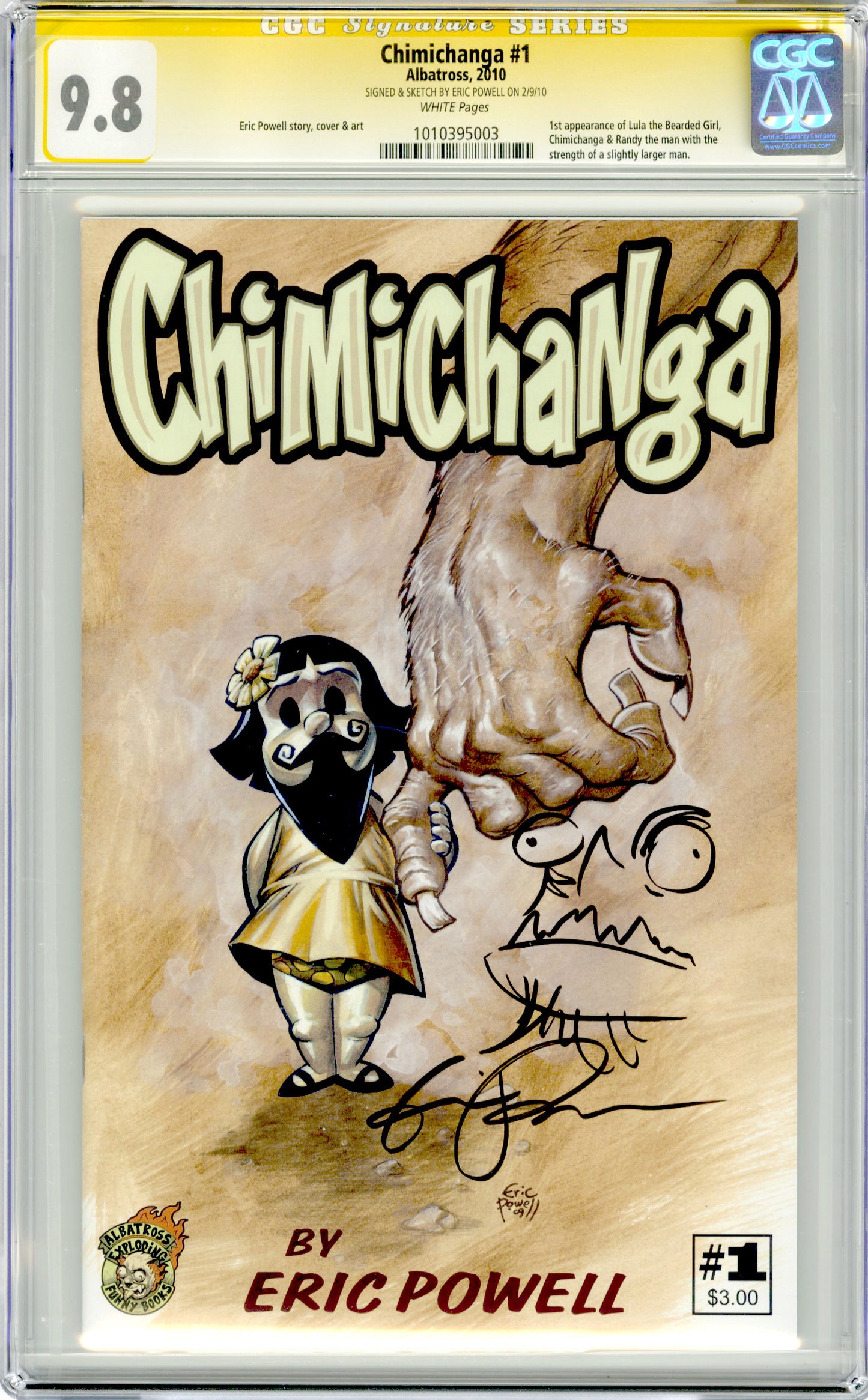 CGC 9.8 Chimichanga #1, remarqued (2009, Albatross Exploding Funnybooks)